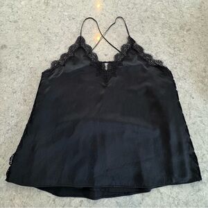 EUC Cami NYC Black Satin Lace Trim Camisole